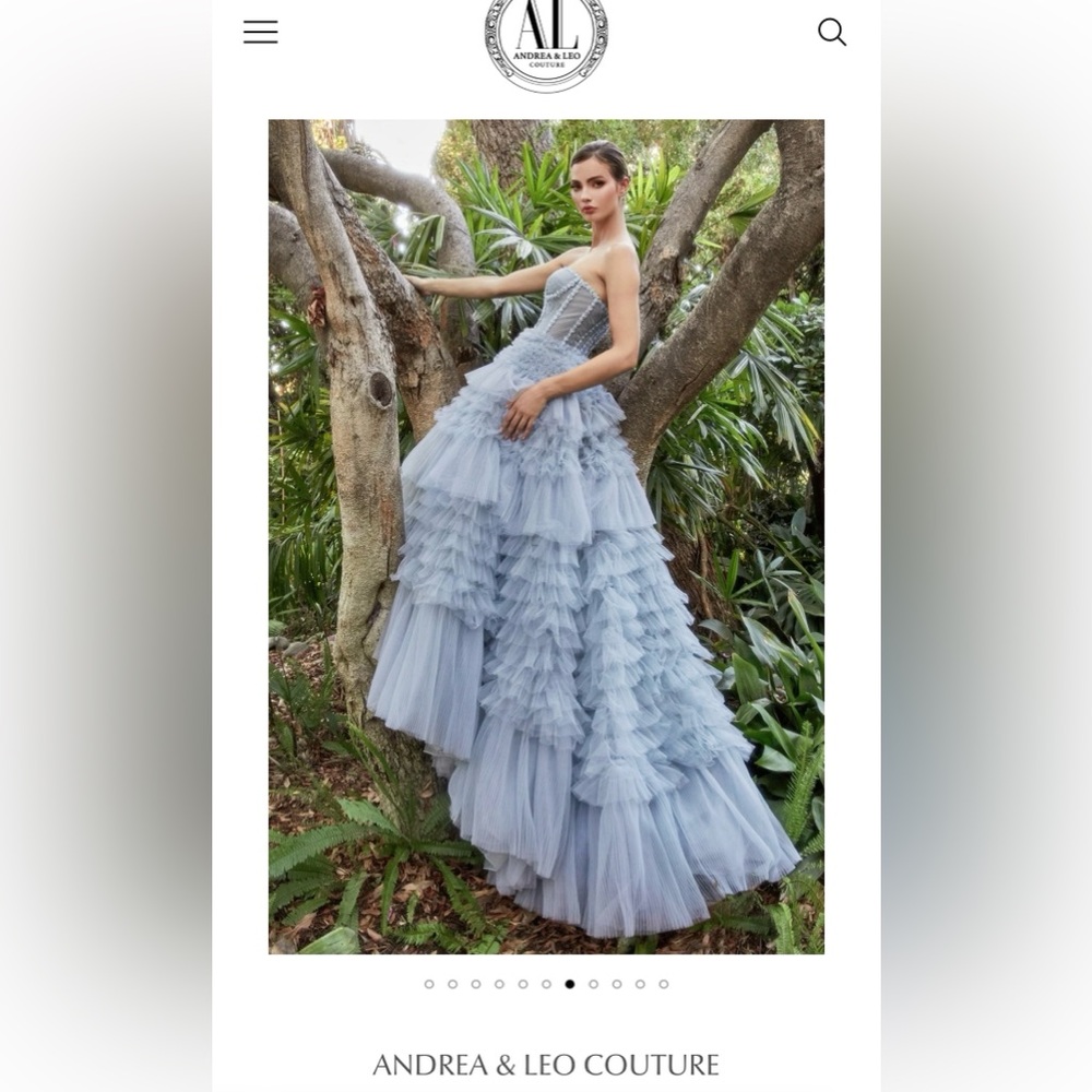 Andrea & Leo Couture Tiered Tulle Floral Corset Princessa Gown Size 2